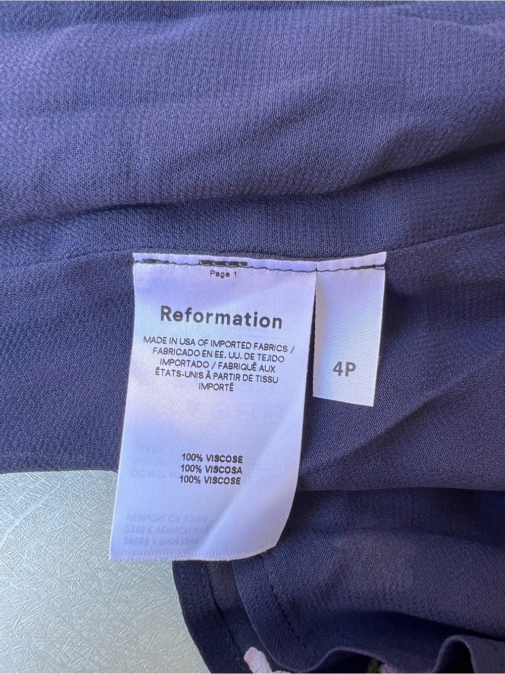 Reformation Midi Dress in blue/navy floral Women’s Size 4P - Picture 10 of 10